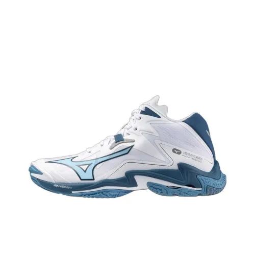 Mizuno Wave Lightning Z8 противоскользящие устойчивые к истиранию кроссовки для тренировок MID унисекс белый и синий