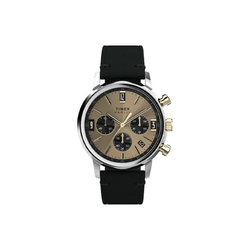 TIMEX Marlin Collection Кварцевые часы Кожаный ремешок 40 Золотистый циферблат Унисекс