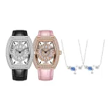 MF0496 L-Серебристо-черный Ремень+Фуксия Ремень [Цветочный дизайн, устойчивый к выцветанию, ожерелье *2]