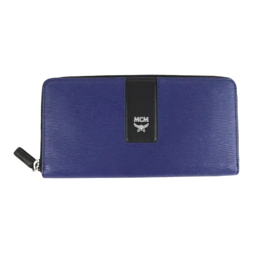 MCM Кожа Кошелек Большой Мужской Морской Синий