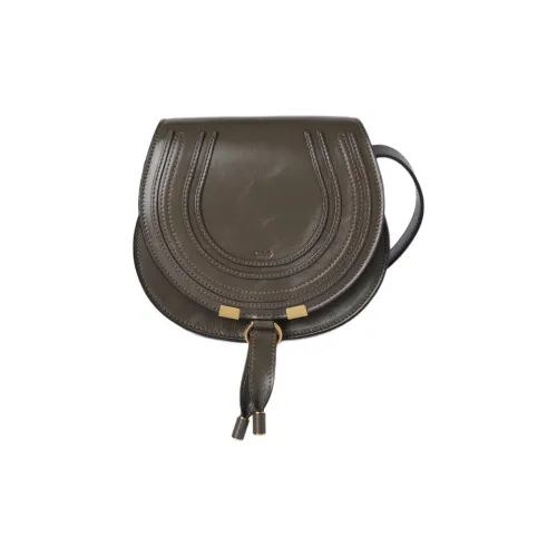 Chloe Marcie Bright Calfskin Saddle Bag Crossbody Bag Small Women's Fleece Gray