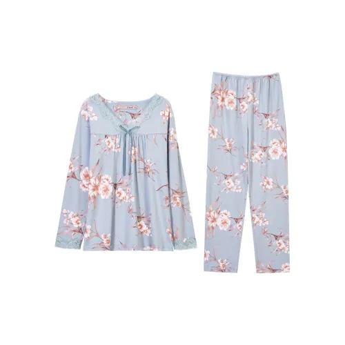 DAERLI 100% хлопок Весенний Осенний Комплект пижам Женские Розовый Синий