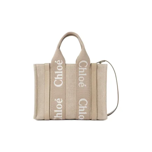 Chloe Woody Linen Crossbody Bag Handbag Small Women's Brown