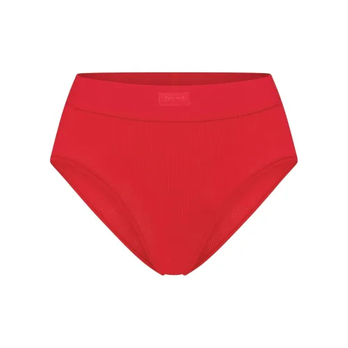 SKIMS Праздничная коллекция FW24 хлопок ребристый трусы нижнее белье женское 1 упаковка клюква клюква