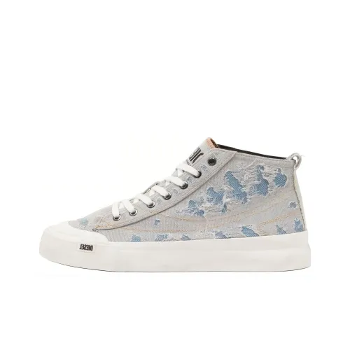 DIESEL High-Top Canvas Shoes Light Blue Men's