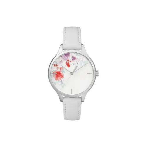 TIMEX Наручные часы Кварцевый механизм Кожаный ремешок 36 мм Белый циферблат Женские часы