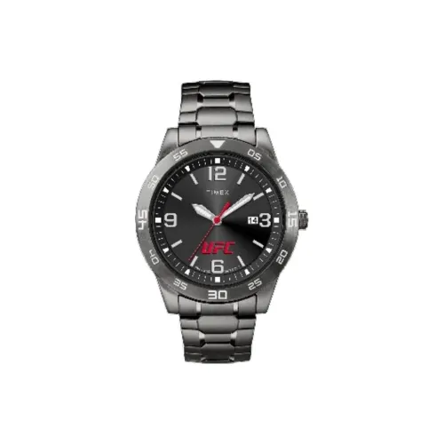 TIMEX Мужские часы Кварцевый механизм Ремешок из нержавеющей стали 42 мм Черный циферблат