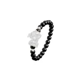 Серебряное китайское благоприятное животное кольцо [черное]