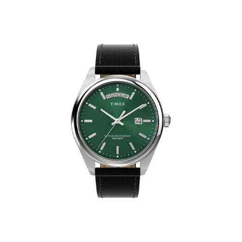 TIMEX Legacy Мужские часы Кварцевый механизм Кожаный ремешок 41 мм Зеленый циферблат