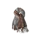Мода Клетка Кисточка Шарф-Коричневый