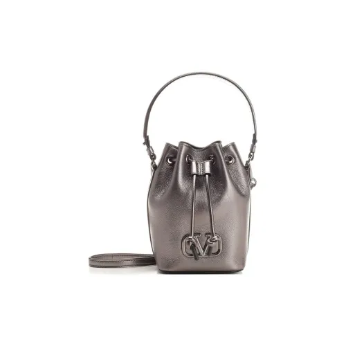 Valentino Vlogo Lambskin Bucket Bag Single Shoulder Bag Women's Silver