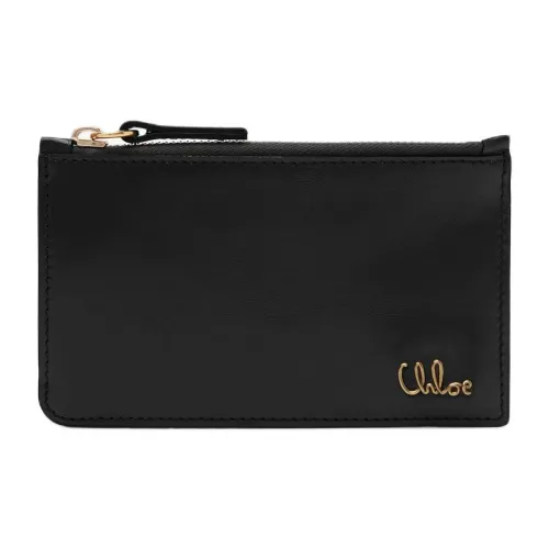 Chloe Яркий Телячья кожа Держатель для карт кошелек Маленький Женский Черный