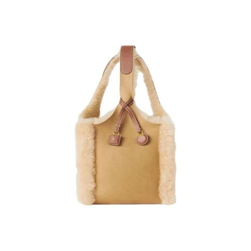 Loro Piana Shearling Sheep Leather Bag Women's Cream Brown