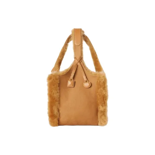 Loro Piana Shearling Sheep Leather Bag Women's Ginger Cookie Color