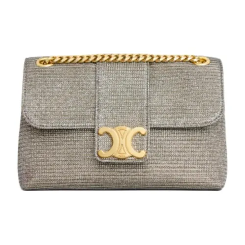 CELINE Teen Victoire Ткань Сумка через плечо Маленькая Женская Ярко-Золотая