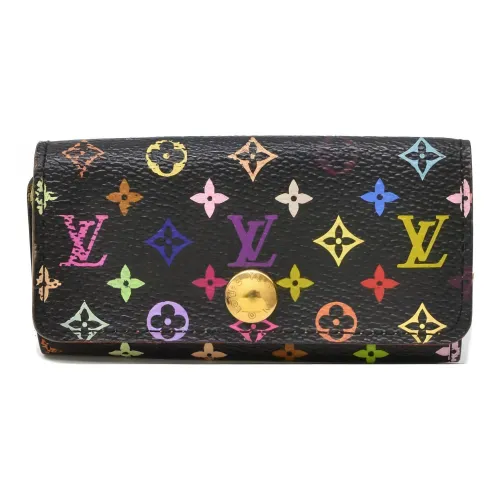 LOUIS VUITTON Покрытый холст Кошелек Key Pouch Женский Черный