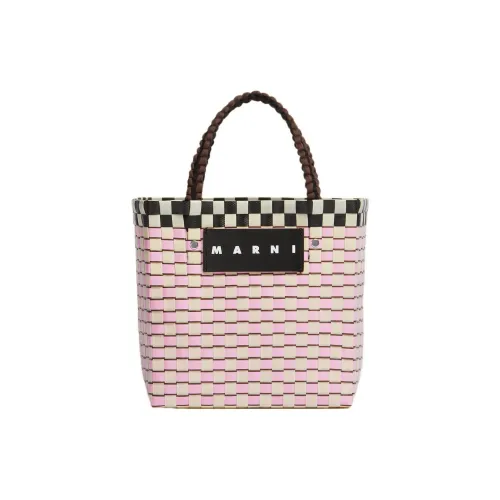 MARNI Basket Series Полипропиленовая Корова Кожа Тоут Сумка Сумка для покупок Женская Сумка Светло-розовая