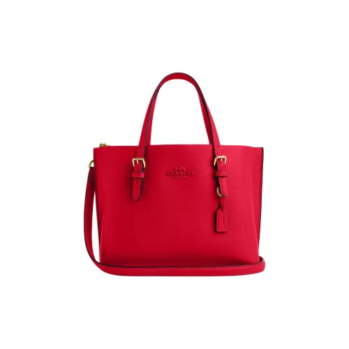 COACH Mollie Кожа Тоут Сумка Сумка для покупок Сумка на плечо Сумка среднего размера Женская Красная