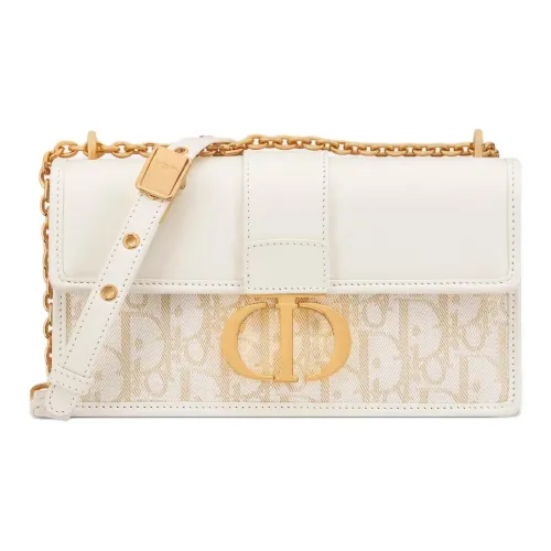 DIOR 30 Montaigne Хлопок Сумка через плечо Женская Молочно-белая
