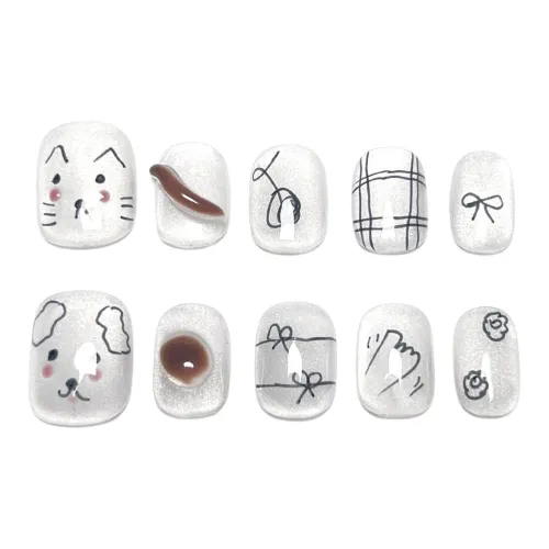 KDOW Hokkaido Lover Эксклюзивный Премиум Ручная Рисованная Мультяшная Кошачий глаз Универсальный False Nail Короткий Квадратный Wa Круглый 16mm
