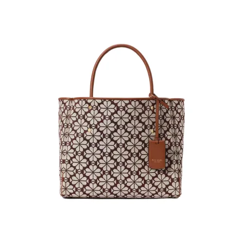 Kate Spade Цветочный дизайн Жаккард Тоут Сумка Сумка для покупок Сумка через плечо Сумка среднего размера Женская Коричневая