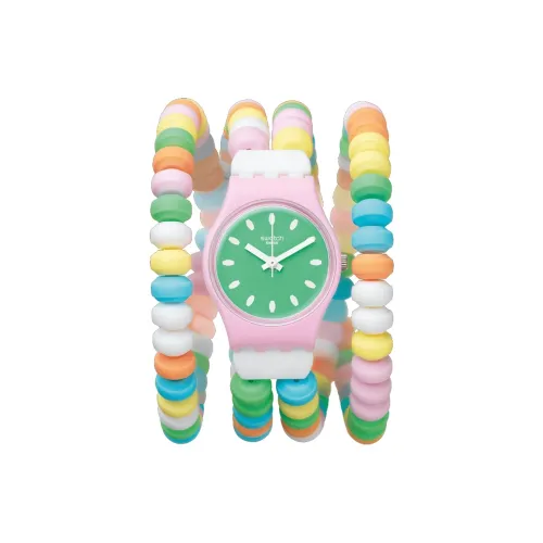 SWATCH Original Collection Кварцевый механизм Женские часы Часы 25 мм Зеленый циферблат Пластиковый корпус Часы Пластиковый ремешок