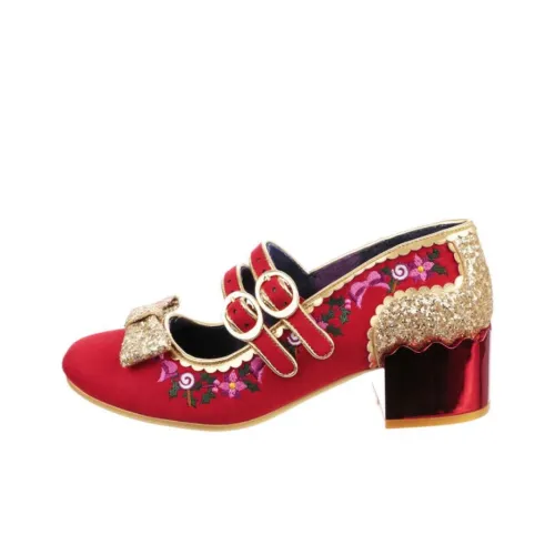 IRREGULAR CHOICE Secret Конфетный цвет Грубый каблук Туфли Мэри Джейн 4CM Женские Красный