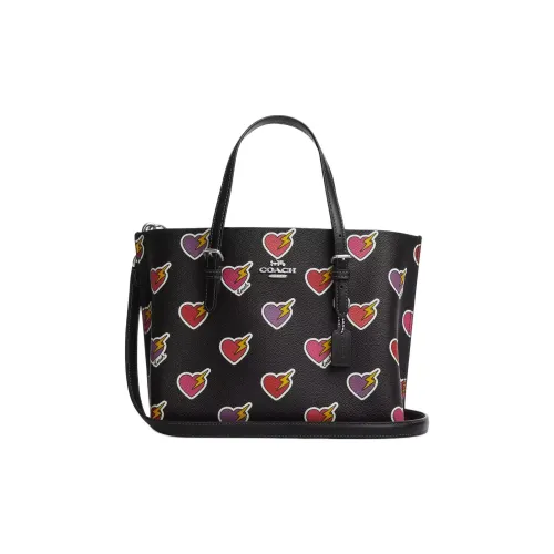 COACH Mollie Покрытый холст Тоут Сумка Сумка для покупок Сумка через плечо Сумка среднего размера Женская Черная