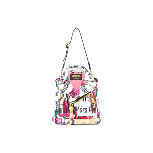 MOSCHINO Овчина Рюкзак Маленький Женский Белый Розовый Красный