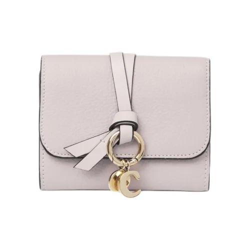Chloe Alphabet Крупнозернистая текстура коровьей кожи с блестящей телячьей кожей держатель для карт кошелек маленький женский розово-бежевый
