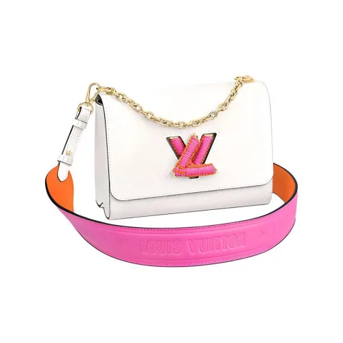 LOUIS VUITTON Twist кожаная сумка через плечо среднего размера белая для женщин