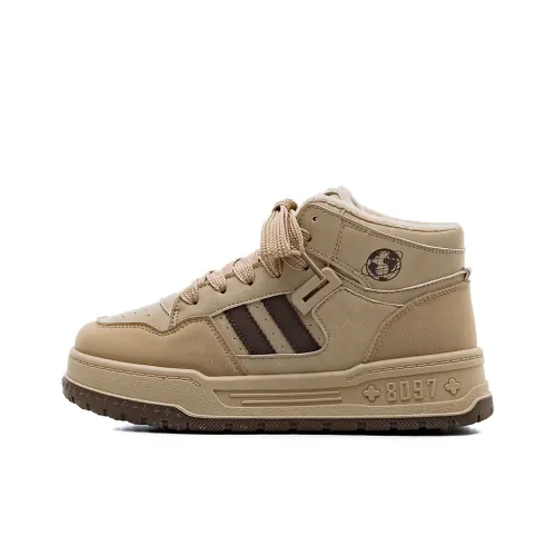 HUANQIU Slip-Resistant Lightweight And Breathable Высокие Кроссовки для Скейтбординга Женские Коричнево-хаки Qi