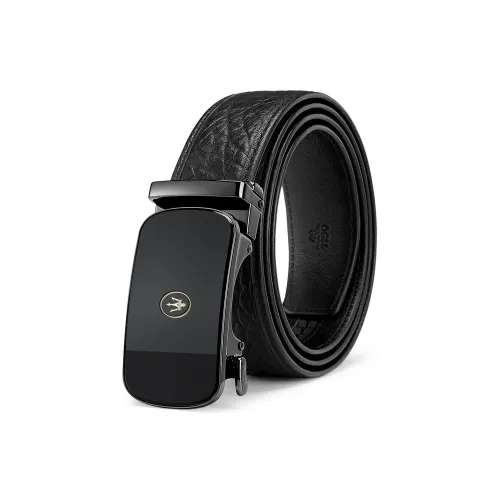 Maserati Импортный Ремни из кожи буйвола Мужской Черный Ширина 3,4CM