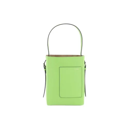 Valextra Millepunte Телячья кожа Ведрообразная сумка Сумка на одно плечо Мини Женская Яблочно-зеленый
