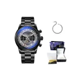 6021A Черный корпус, черный циферблат, стальной ремешок