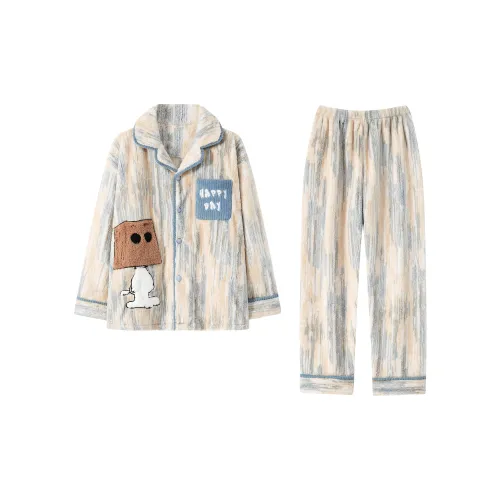 WANANNI Пижамный комплект Мужской Абрикос Синий