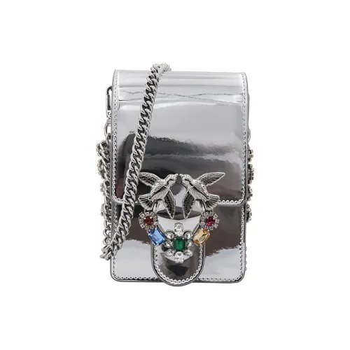 PINKO Кожа Сумка с цепочкой Swan Сумка Сумка через плечо Women's Silver