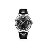 Чёрный кожа с чёрным циферблатом.