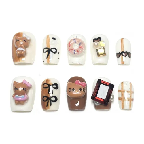KDOW Cartoon Kitty Cat Эксклюзивный Ручной Мультяшный Универсальный Богиня False Nail Короткий Квадратный и Круглый 16 мм