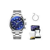 6021A Серебряный корпус, синий циферблат, стальной ремешок