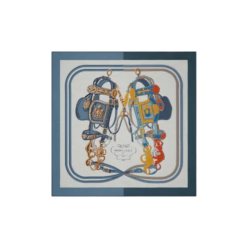 HERMES Кашемир Палантины Унисекс Синий