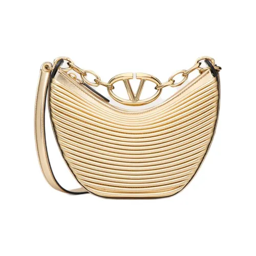 Valentino Vlogo Moon Овчина Сумка-хобо Сумка на плечо Через плечо Сумка Маленькая Женская Золотая