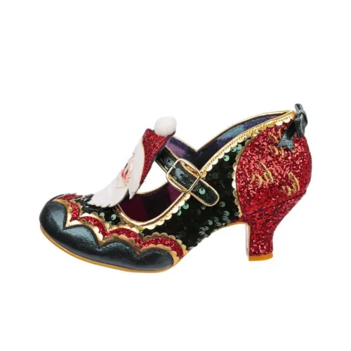 IRREGULAR CHOICE Claus Smores Грубый каблук Туфли Мэри Джейн 6 см Женские Зеленый красный