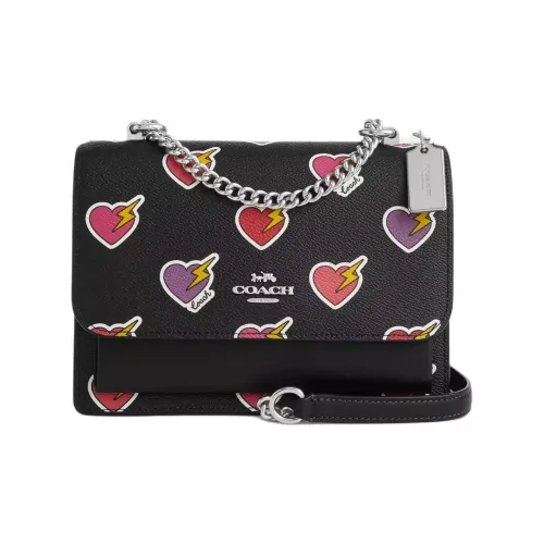 COACH Klare Покрытый холст Сумка через плечо Маленькая Женская Экзотическая с принтом и Серебряный и Черный и Разноцветный