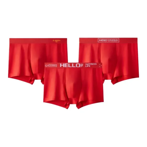 Qiao Ni Tong Трусы Мужские 3 упаковки красный