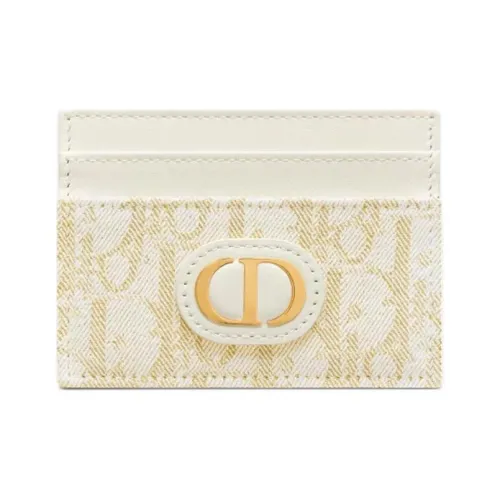 DIOR 30 Montaigne Хлопок Держатель для карт Женский Золотой и Белый
