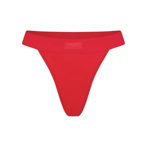 SKIMS Праздничная коллекция FW24 хлопок ребристая ткань стринги нижнее белье женское 1 упаковка клюква клюква