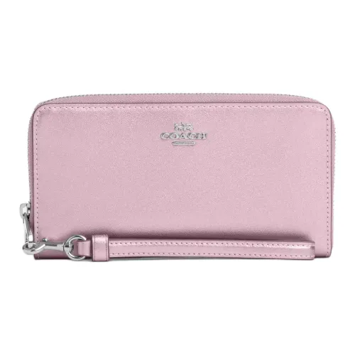 COACH Zip Around Гладкая кожа Кошелек Маленький Женский Розовый