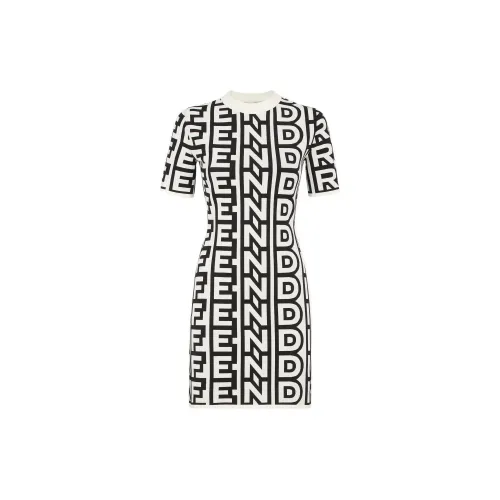 FENDI Белое Женское Короткое Платье с Рукавами