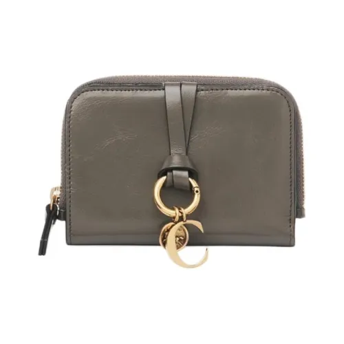 Chloe Alphabet Bright Calfskin Wallet Women's Fleece Gray Члои Алфавит Яркий Телячья кожа Кошелек Женские Фланель Серый